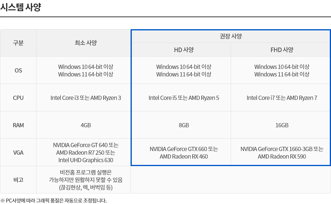 시스템사양